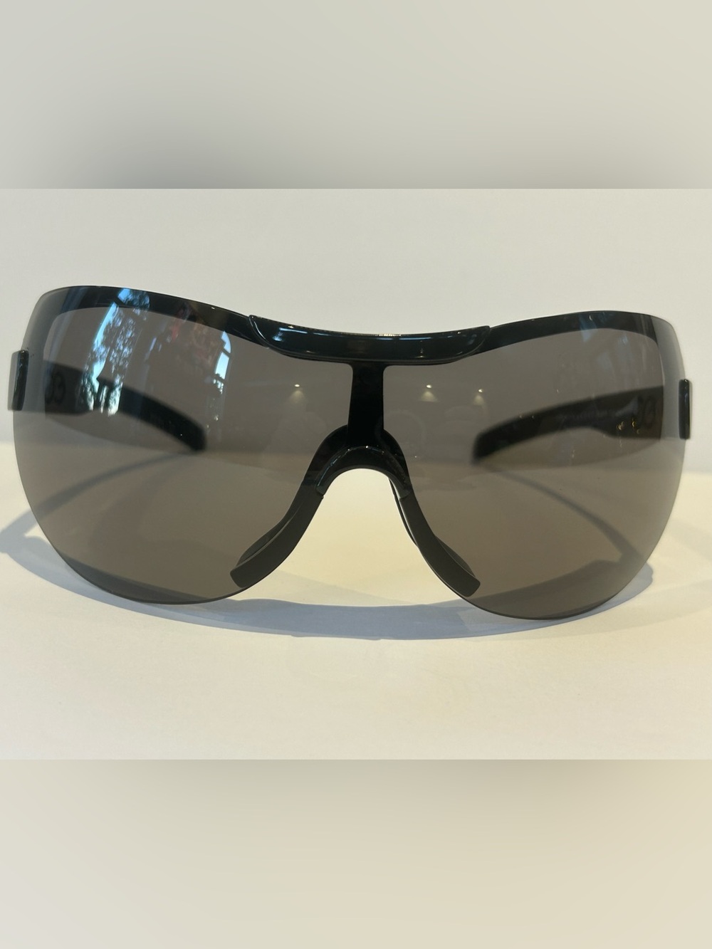 Escada Black Shield Sunglasses with Smoke Lenses